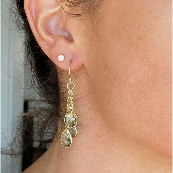 Sparkly Green Amethyst Gemstone Dangle Earrings - Picture 3 of 8